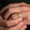 thumbnail image 3 of 10k Yellow Gold Textured Square Nugget Band Ring (Size 4), 3 of 5