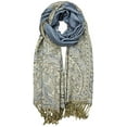 thumbnail image 3 of Silver Fever Pashmina - Jacquard Paisley Shawl - Stylish Scarf - Double Sided Wrap, 3 of 10