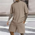 thumbnail image 2 of Wyzesi Booty Shorts Suit for Men Low Rise Men's Rib Shirt Short Sleeve and Shorts Slim Fit Muscle T Shirt Stretch Bodybuilding Exercise Rib Knit Two Piece Set Plus Overall Shorts Suit for Men, 2 of 7