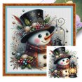 thumbnail image 1 of Kit Punto Cruz Con Muñeco Nieve Hilo Algodón Ecológico Bordado 18CT 30x30cm, 1 of 9