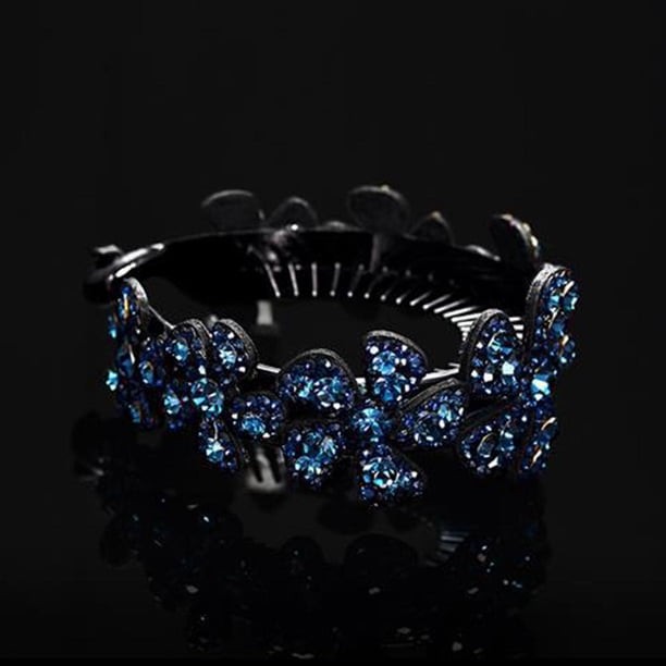 Pinzas para el cabello EZLIFE trenzadas con piedra de cristal brillante Horquilla diamantes de imitación Q2 F9D2