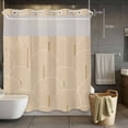 thumbnail image 5 of No Hook Khaki Boho Shower Curtain with Snap in Liner Set, Middle Century Modern Abstract Art Waterproof Fabric Bathroom Curtains with See Through Top Window, Hotel Style Modern 66 x 72 Inch, 5 of 9