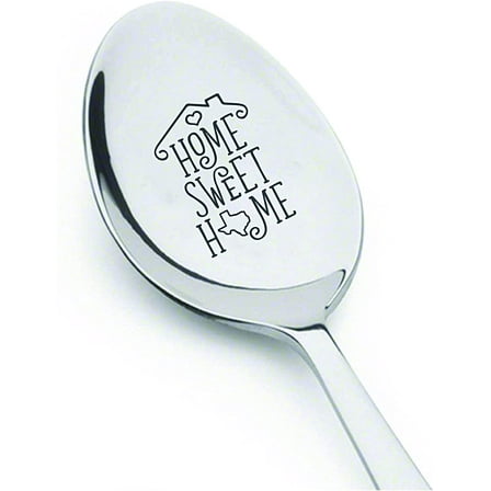 House warming gifts new home | Home sweet home engraved spoon gift for family and neighbor - 7 inch
