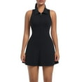 thumbnail image 3 of Kaemgyyd Womens Zip Front Tennis Dress Collared Bodycon Racer Back Sleeveless Workout Golf Dresses Build in Shorts, 3 of 6