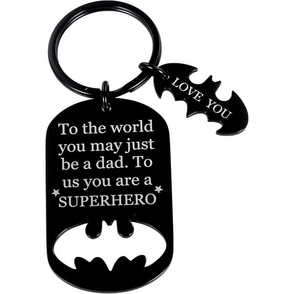 Fathers Gifts Dad Birthday Keychain for Daddy Step Dad to Be Husband from Daughter Son Wife Kids I Love You Key Ring Father of The Bride Step Father Figure Wedding Anniversary Men Him Black