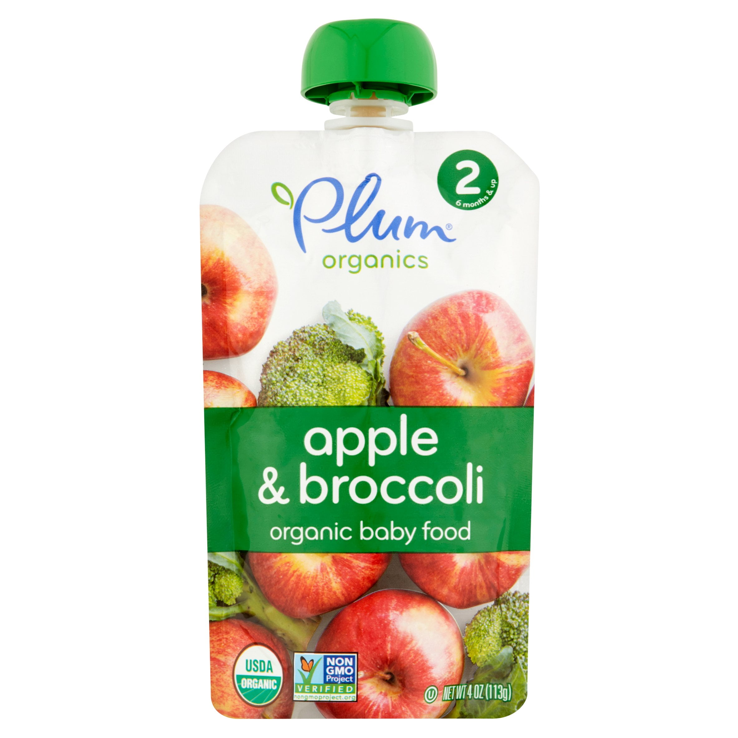 Plum Organics Apple & Broccoli Organic Baby Food 2 6 Months & Up 4oz, 6