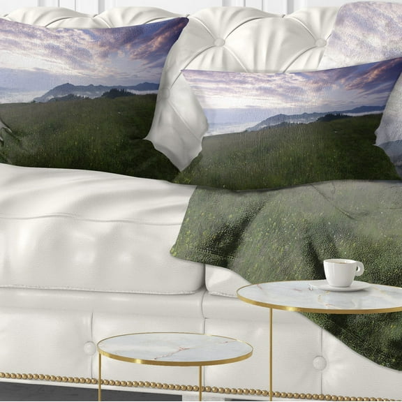 Designart Mountain Plateau at Evening - Landscape Printed Throw Pillow - 12x20