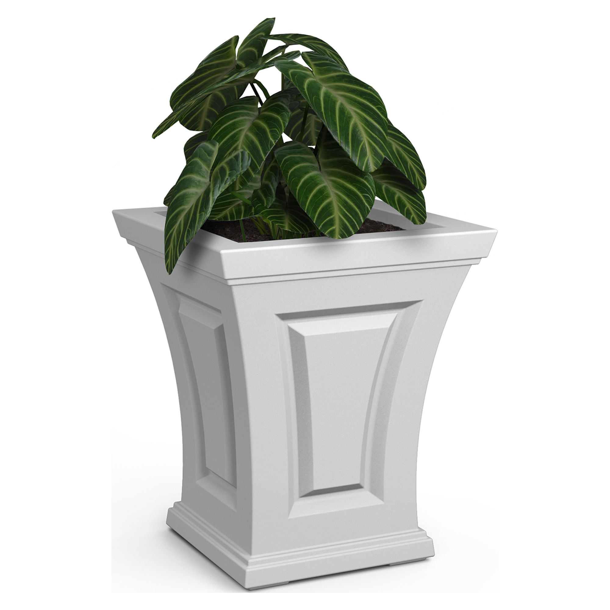 Mayne Cambridge 15"x 15"x 18" Tall Square White Self-Watering Polyethylene Planter