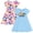 Pink Blue Hello Kitty, variant on Hello Kitty Little Girls' 2-Pack Short Sleeve Skater Dresses Fuchsia Pink Kitty