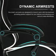 GTRACING Ergonomic GTWD-200 Gaming and Office Chair with Adjustable Pillows and Footrest, White