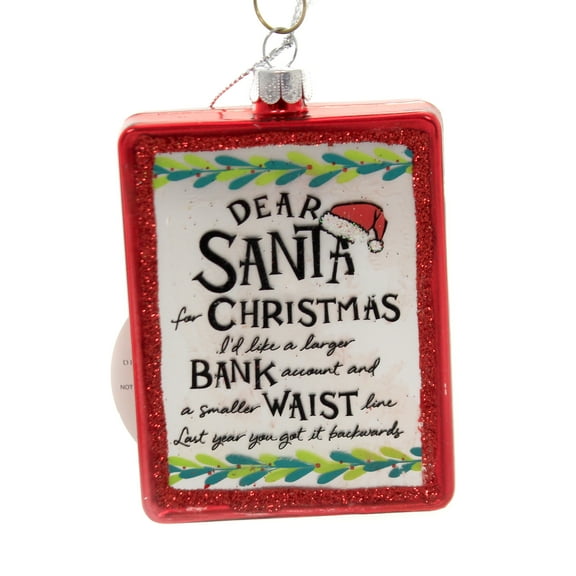 Holiday Ornaments DEAR SANTA LARGER BANK ACCOUNT Glass Izzy & Oliver 6004660