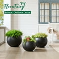 thumbnail image 5 of 21.3" D x 14.8" H Fiberstone Extra Large Planter, Black, 16.6" Pot Opening, Sphere Flower Pot with Drainage Hole, Weather Resistance Indoor/Outdoor Planters, 5 of 8