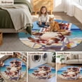 thumbnail image 6 of Summer Beach Washable Round Area Rug 3 ft, Watercolor Funny Cow Tropical Coconut Coral Landscape, Soft Non Slip Rugs Stain Repellent Indoor Felt Carpet for Living Dining Room Bedroom Home Office, 6 of 9