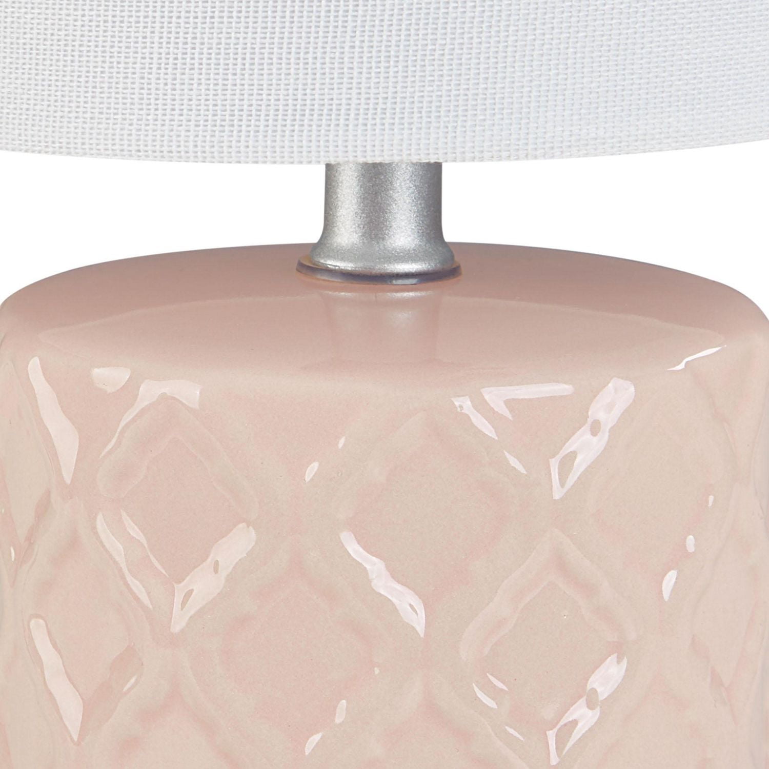 HOMETRENDS Lampe de table en céramique à motif rose 12,8 po avec abat-jour tambour blanc