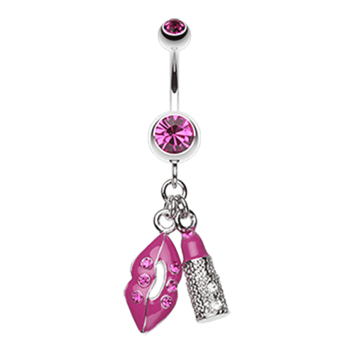Glamourous Lip and Lipstick Belly Button Ring