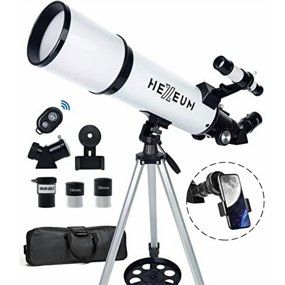 Telescope 80mm Aperture 600mm, Portable, Astronomical High Transmission, Wireless Control, White