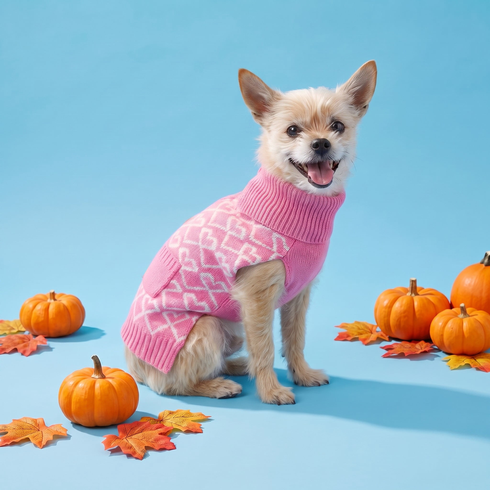 Vibrant Life Sweater for Dogs and Cats, Hearts with Pearl Buttons, Pink, XS