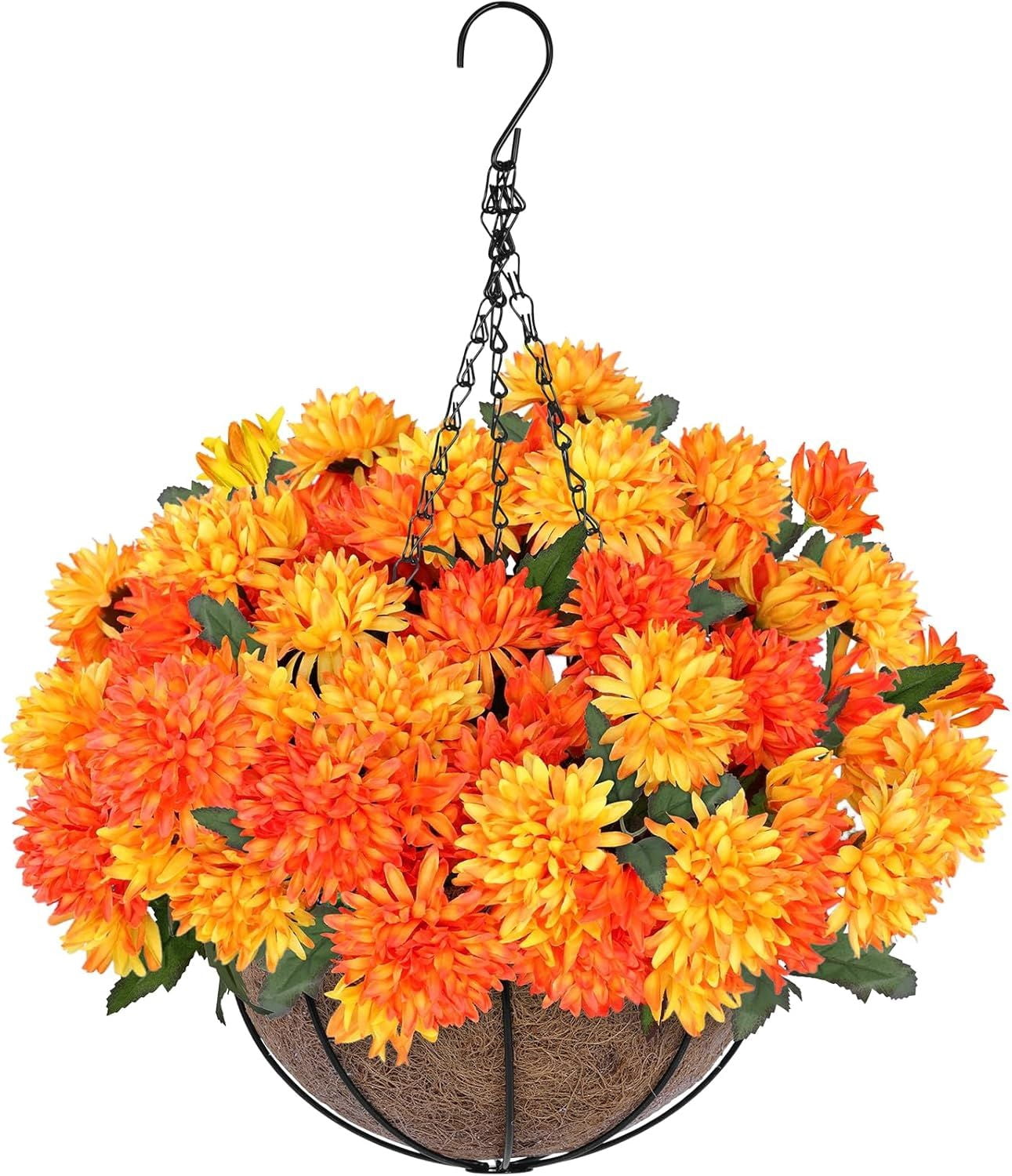 20 Inch Christmas Hanging Basket Decorations with 30LED Warm White & Multicolored Light, Remote Control, 8 Mode, Timer, Lifelike Scots Pine Bristles Hanging Christmas Decor
