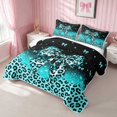 thumbnail image 3 of Erosebridal Leopard Bow Print Quilt King for Girls, Cheetah Animal Spots Girly King Coverlet Set, 3pcs 1 Bedspread and 2 Pillowcases, 3 of 7
