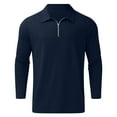 thumbnail image 4 of Golf Shirts for Men Long Sleeve Half Zip Up Business Shirt Textured Ribbed Knit Stretchy Pullover Office Work Blouse, 4 of 5