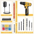 thumbnail image 3 of 12V Cordless Drill Set, 650RPM Power Drill Driver with 21+1 Clutch Settings, 3/8" Keyless Chuck, Battery & Charger, 30+ Drill Bits, LED Light Electric Drill for Home DIY (Yellow), 3 of 8