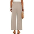 thumbnail image 7 of POROPL Khaki Pants for Women Wide Leg Palazzo Summer Beach High Waisted Flowy Pants with Pockets, 7 of 7