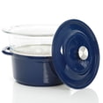 thumbnail image 5 of Kenmore Elite Oak Park 5 Quart Enameled Cast Iron Casserole with Lid and Glass Steamer in Blue, 5 of 8