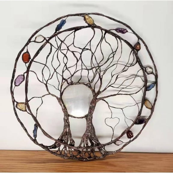 Ring of Life Metal Tree Wall Decor - A modern, natural-style wall decoration, a creative hanging artwork suitable for living rooms, bedrooms, and entryways.