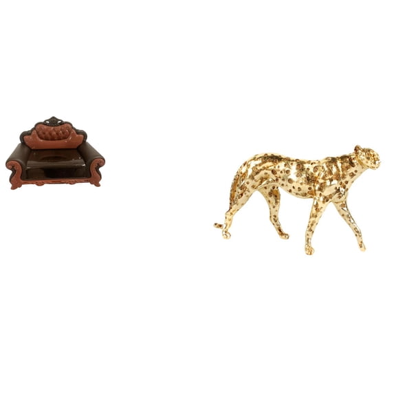 Sofá en miniatura para muñecas,Muebles de casa de muñecas,modelo de sofá europeo,decoración,Modelo de silla individual Mini Bench Chair sofá,Figura de guepardo,Figura de guepardo