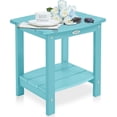 thumbnail image 1 of Outdoor Side Table, HIPS Adirondack Small Double Layer Table, Waterproof Square Outside Table, Balcony End Tables for Patio, Pool, Porch, Deck, Indoor or Outdoor Use, Light Blue, 1 of 14