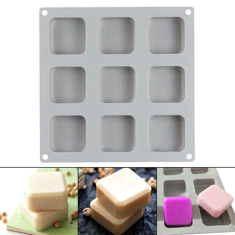 9 Grid Handmade Soap Making Square Moulds Tools DIY Mold Soap Silicone M4C1 