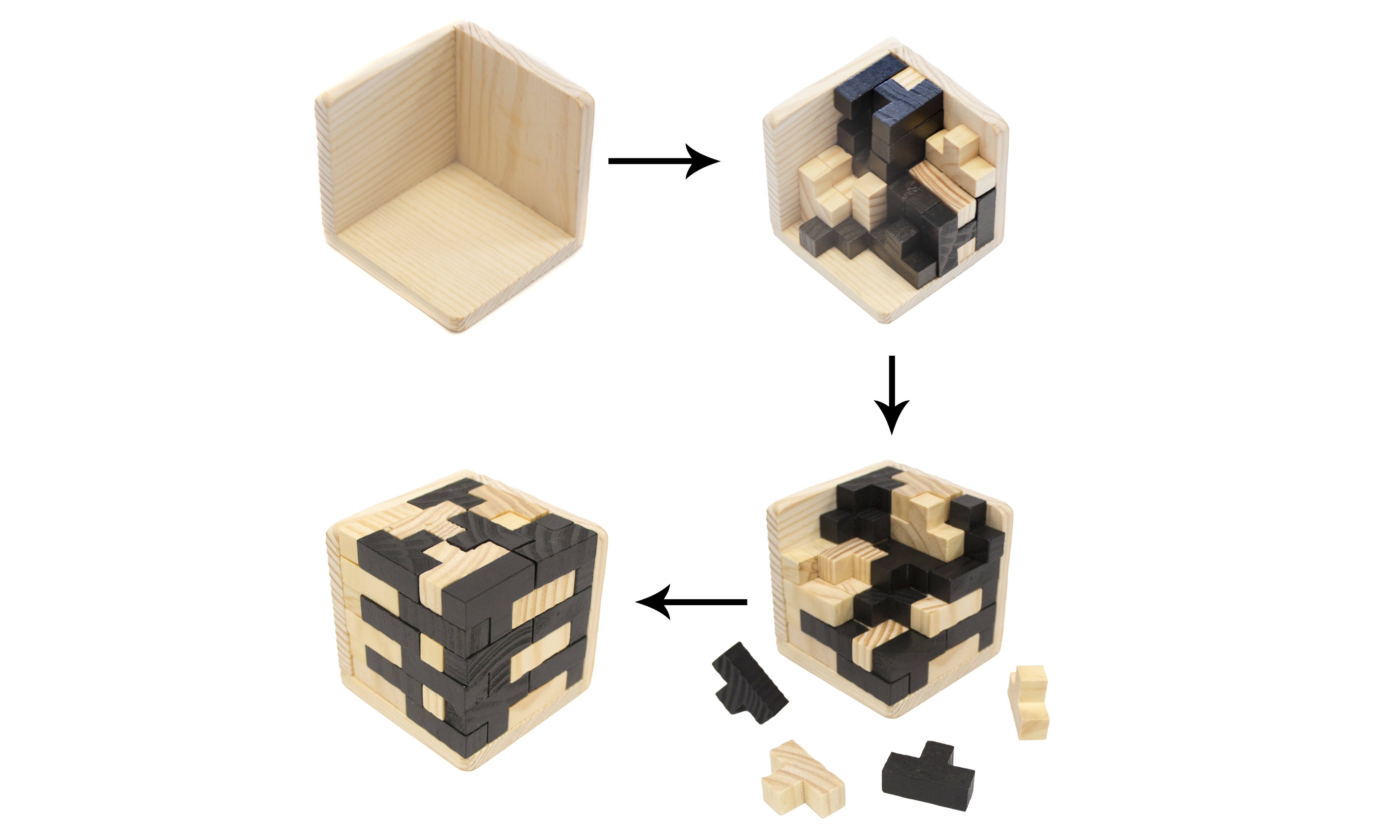 IQ Wooden Puzzle, 3D - Cube - Black