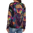 thumbnail image 4 of Colorful Bear with Headphones V-neck Sweater Winter Clothes Long Sleeve Knitwear Sweater Women's Pullover, 4 of 5