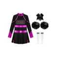 thumbnail image 3 of CHICTRY Girls Cheer Leader Outfit Long Sleeve Shiny Dance Dress with Hand Flowers Socks Hot Pink&White 16, 3 of 5