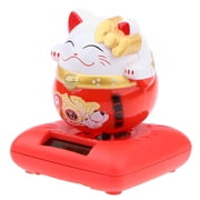 Lucky Cat Solar Powered Waving Cat Maneki Neko Japanese Cat Statue Lucky Cat Toy 3 inch , 5 Pack