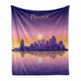 thumbnail image 1 of Phoenix Soft Flannel Fleece Throw Blanket, American Phoenix City Skyline at Dawn Time Sunset Dramatic Scenery, Cozy Plush for Indoor and Outdoor Use, 50" x 60", Pale Orange Fuchsia, by Ambesonne, 1 of 6