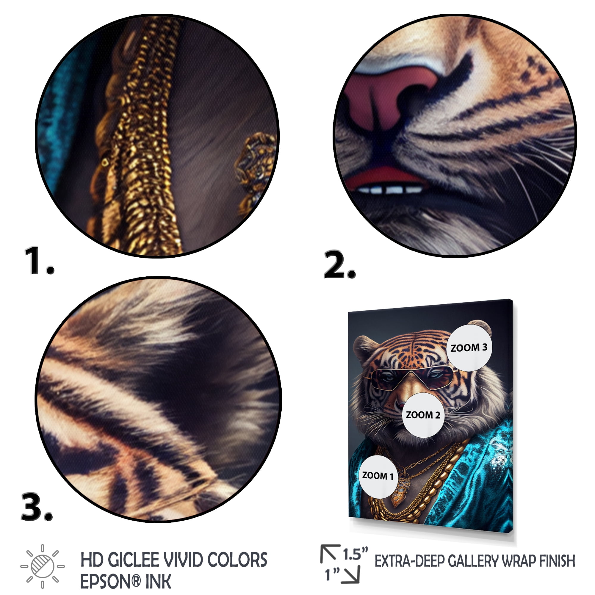 Designart Tiger Gambler II Canvas Wall Art