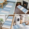 thumbnail image 5 of Blue Gray Stripes Runner Rug 2x6 FT,Non Slip Hallway Rugs,Contemporary Minimalist Abstract Lines Washable Soft Floor Carpet Throw Runner Carpet Long Rugs for Entryway Kitchen Bedside Sliding Door, 5 of 8