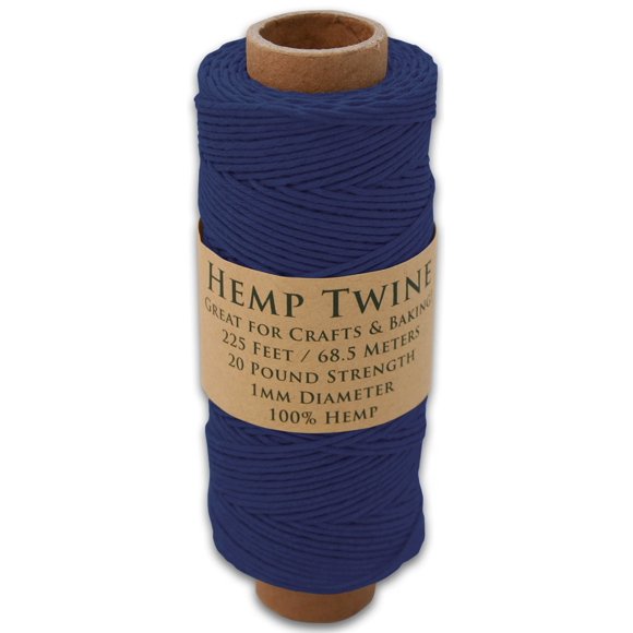 Hemptopia Carrete Twine de Cáñamo - 225 Pies de 1 Mm 100% Color de Cordón de Cuentas Natural Twine (Azul Marino) - Resistencia a Prueba de 20 Lb - Perfecto para Hacer Joyas y Manualidades