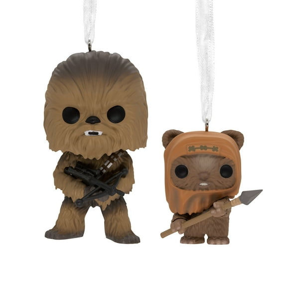 Hallmark Star Wars Chewbacca and Wicket Funko POP! Mystery Christmas Ornaments, 2