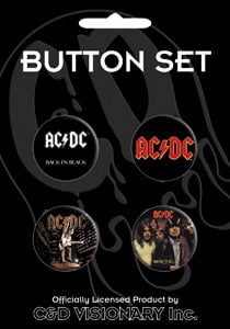 Button AC//DC Assorted Logo Set of 4 Pin Pack Toys New