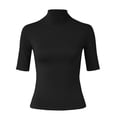 thumbnail image 4 of WTXUE Base Layers Elbow-Length, Crew Neck Women's Slim Underlay T Shirt Medium Sleeve Versatile Top Solid | Casual for Women Black L, 4 of 5