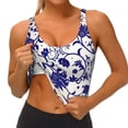 thumbnail image 4 of Fotbe Blue And White Porcelain Pattern Pattern Womens' Sports Bra Longline Wirefree Padded with Medium Support Sports Moisture-Wicking Workou Vest,Tank Top-X-Large, 4 of 9