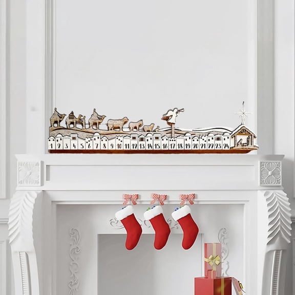 Wooden Nativity Advent Calendar – 24-Day Christmas Countdown Calendar with Numbered Drawers – Rustic Wooden Ornament for Holiday Home Decor and Gift for Moms & Families