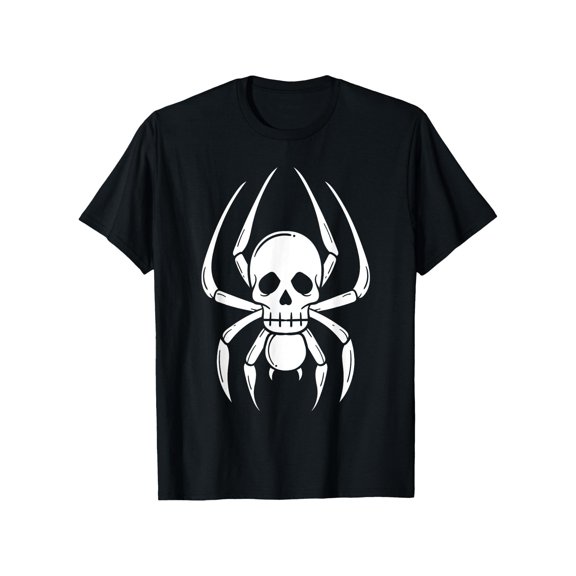 Men's Spider Skull Graphic Tee T-Shirt Tops , Casual Halloween Costume Shirt with White Skeleton Design, Short Sleeve Round Neck ,Loose,cotton,black,S-5XL