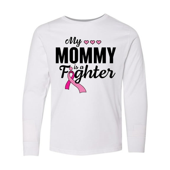 Inktastic Breast Cancer Awareness My Mommy is a Fighter Long Sleeve Youth T-Shirt