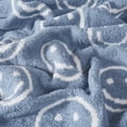 thumbnail image 2 of Truly Soft Cozy Smiley Reversible 100% Microfiber Polyester  50x70 Throw Blanket in Slate Blue/White, All Season, Adult Size, OEKO-TEX Certified, 2 of 10
