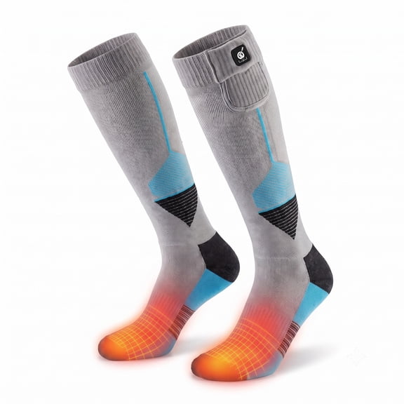 SNOW DEER Rechargeable Heated Ski Socks for Men Women, 7.4V Electric Thermal Ski Foot Warmers, 3 Temp Settings Auto Anti-Scald Heating Socks for Skiing Snowboarding Subzero Winter Snow Sports