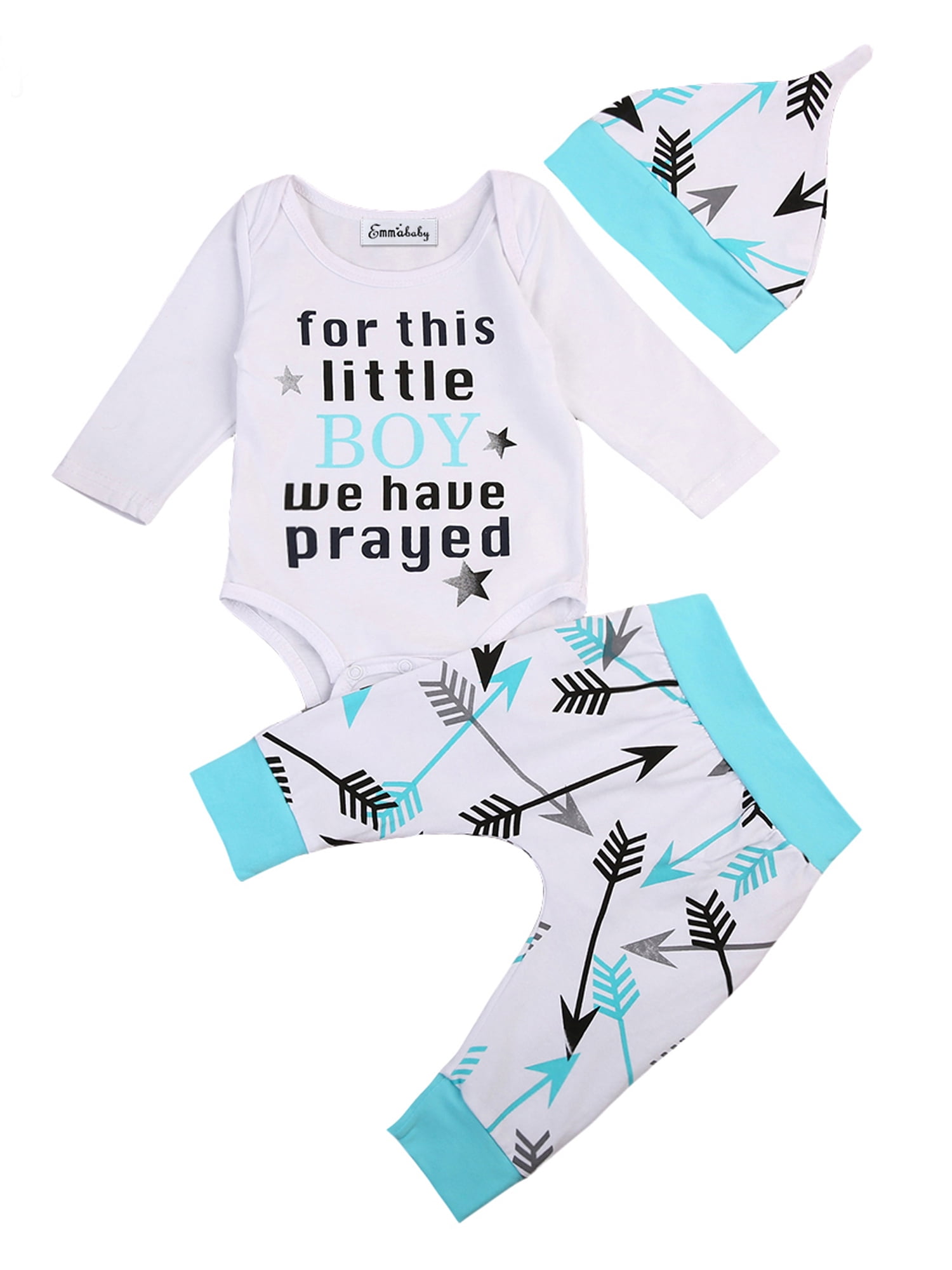 Hat 3Pcs Fall Winter Outfits Set Newborn Baby Boys Clothes Infant Baby Bear Long Sleeve Romper Bodysuit+Pants