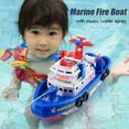 thumbnail image 3 of Electric Marine Rescue Fire Fighting Boat Model Fireboat with LED Light Music Water Spraying Swimming Pool Bathing Toys for Kids, 3 of 8